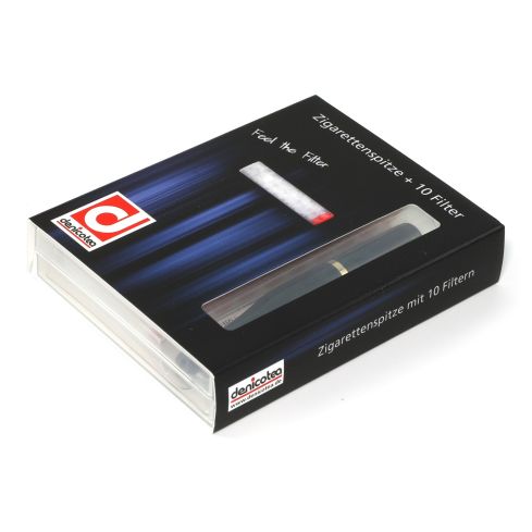 Denicotea Cigarette Holder 20229 Extra Slim with Golden color Ring + 10 filters