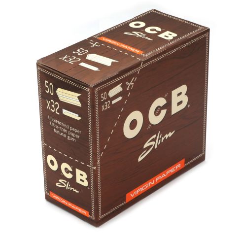 OCB VIRGIN King Size Slim UNBLEACHED Rolling paper - 1 box (total 1600 papers)