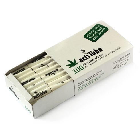 actiTube - Classic activated CHARCOAL filters for rolling 9mm x 100 filters - 1 box
