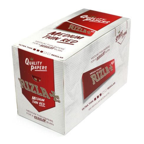 1 box RIZLA Red Regular medium weight Rolling paper - 100 booklets = 5000 papers