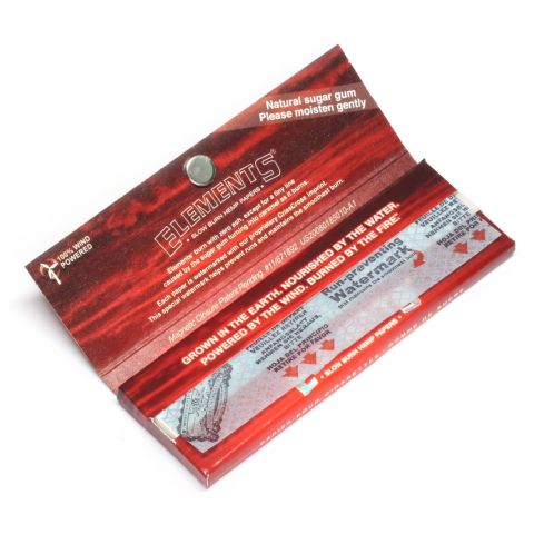 1 box - Elements RED 1 1/4 Slow Burn Hemp rolling paper + Magnetic Closure