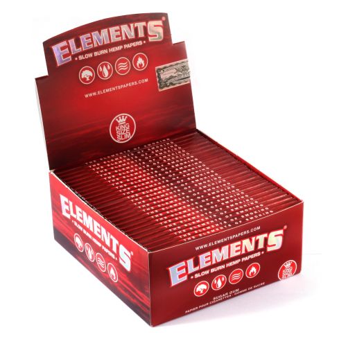 Elements Red King Size Slim Slow Burn rolling paper x 50 booklets - 1650 papers