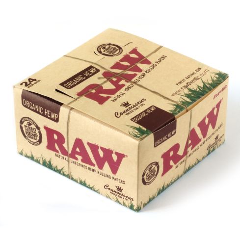 1 box RAW CONNOISSEUR King Size Unrefined Organic Hemp Rolling papers + TIPS