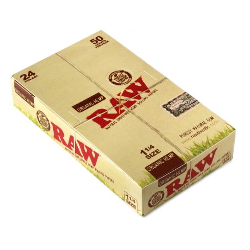 1 box x RAW ORGANIC Natural Unrefined rolling paper size 1 1/4 - 24 packs