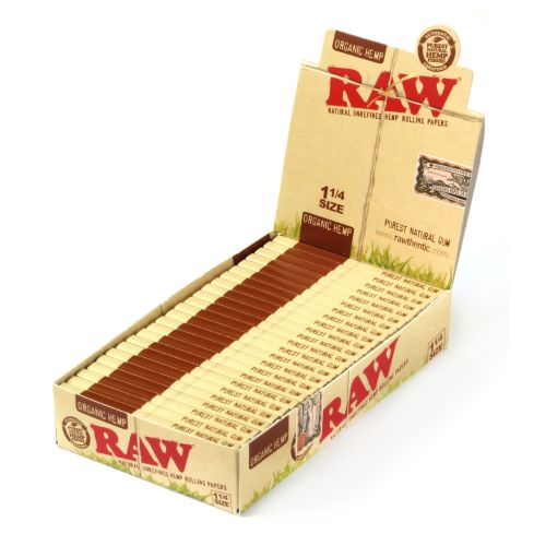 1 box x RAW ORGANIC Natural Unrefined rolling paper size 1 1/4 - 24 packs