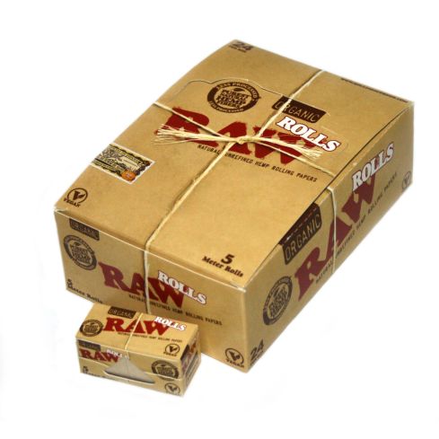 RAW Natural UNREFINED Hemp ORGANIC Rolling paper ROLLS 1 box - 24 x 5m papers