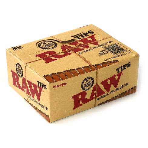 RAW Natural Unrefined Pre-Rolled Filter Tips - 1 box 20 x 21 tips