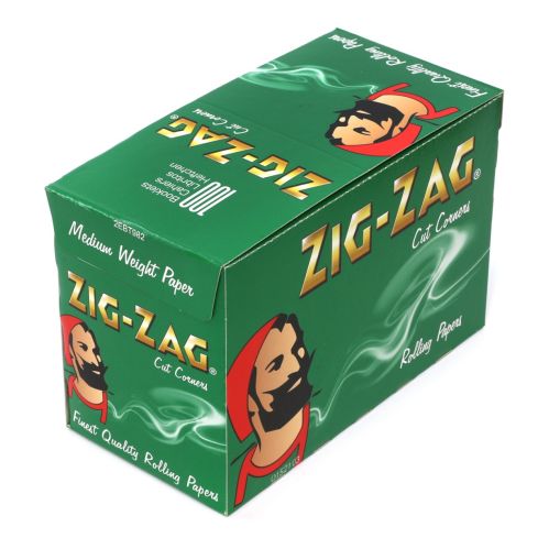 1 box ZIG-ZAG Green Regular size 70mm Cut Corners Rolling - 100 booklets