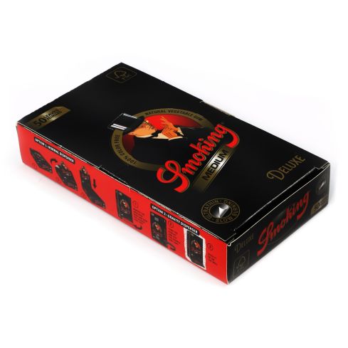 1 box - SMOKING Black DeLuxe Medium size 1 1/4 rolling paper = 1250 papers