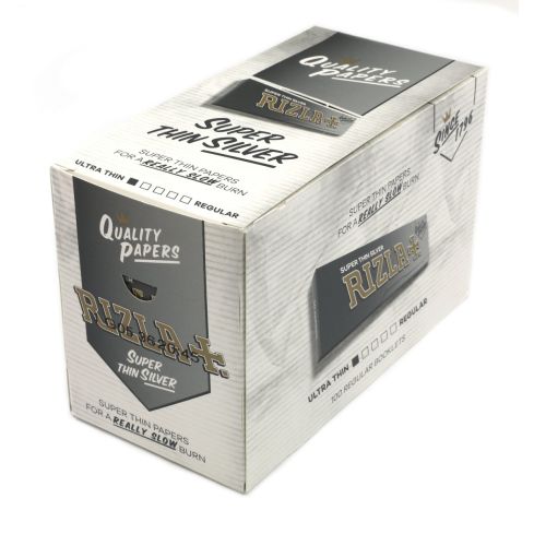 1 box RIZLA Silver Regular Ultra thin Rolling paper - 100 booklets = 5000 papers