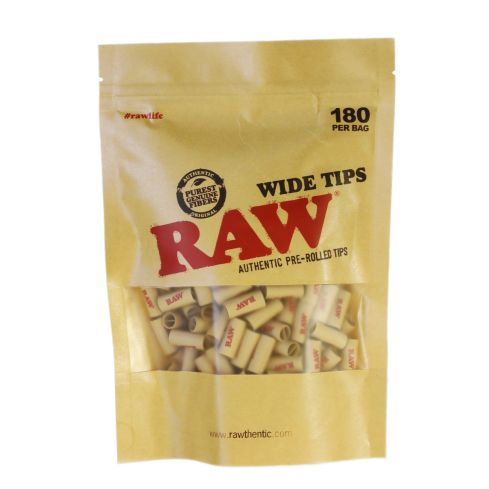 RAW Natural Unrefined Pre-Rolled WIDE Filter Tips - 1 bag of 180 tips